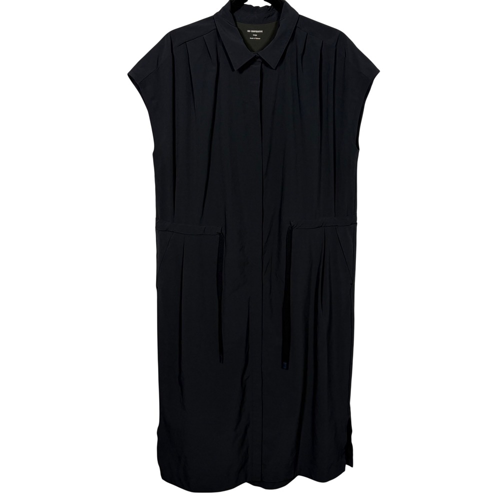 REI Co-op A-Line Dress Hiking Travel Black Gorpcore Minimalist Midi Women L